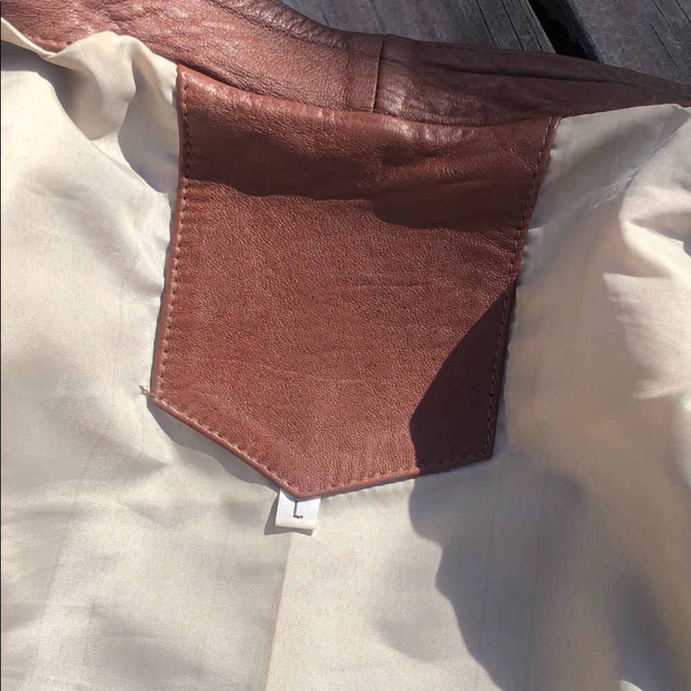 🎉Host Pick🎉Dark caramel leather jacket - Picture 7 of 8